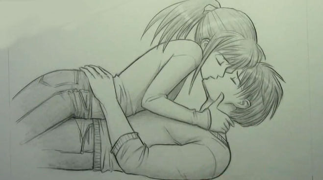 Step-by-step guide on how to draw lovers How to draw kissing lips